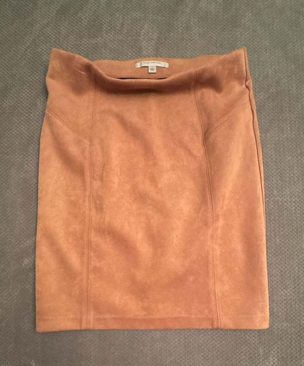 Marc New York Faux Suede Mini Skirt Tan Size L. 1205